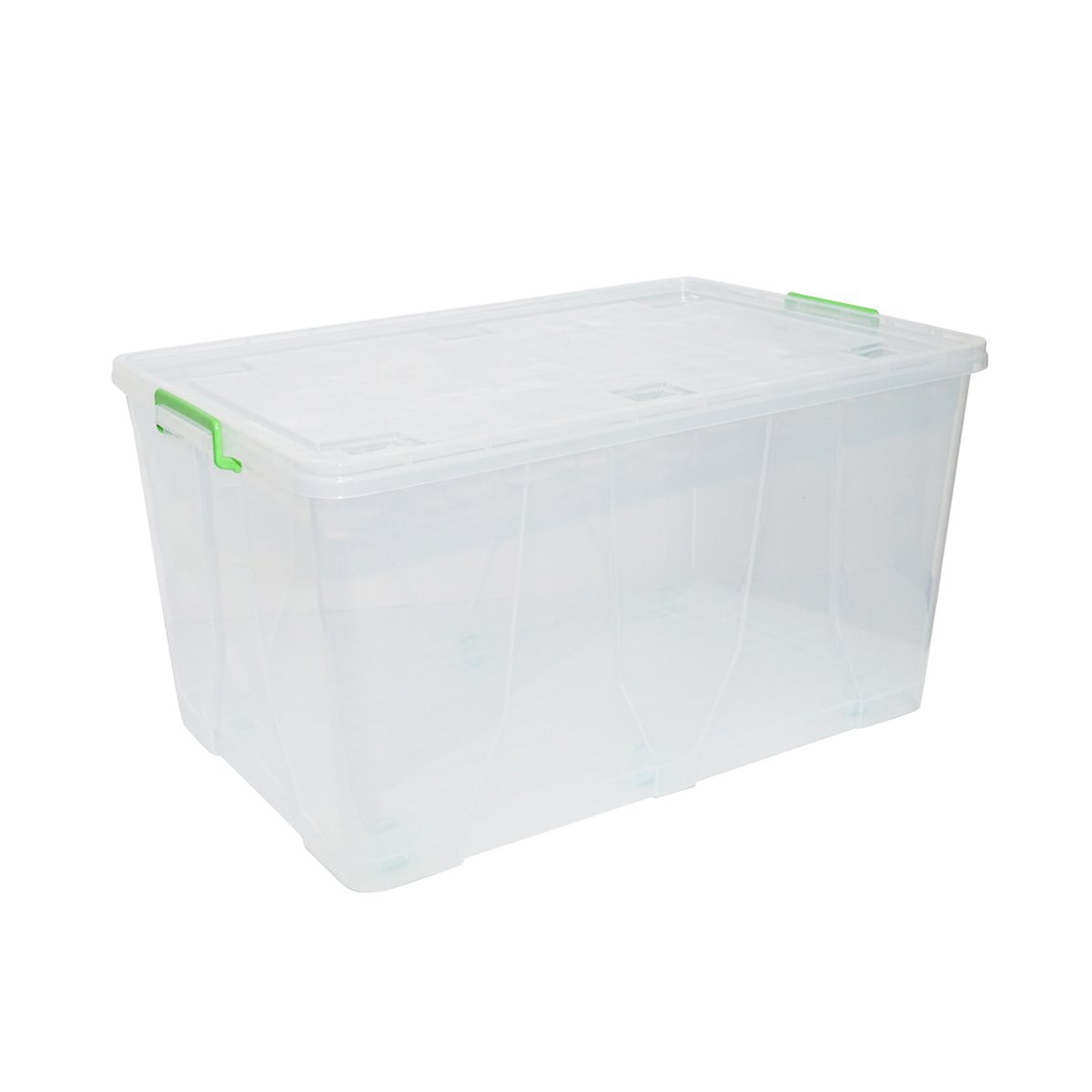 Cutie depozitare 120L cu capac si roti din plastic transparenta 800x515x420mm